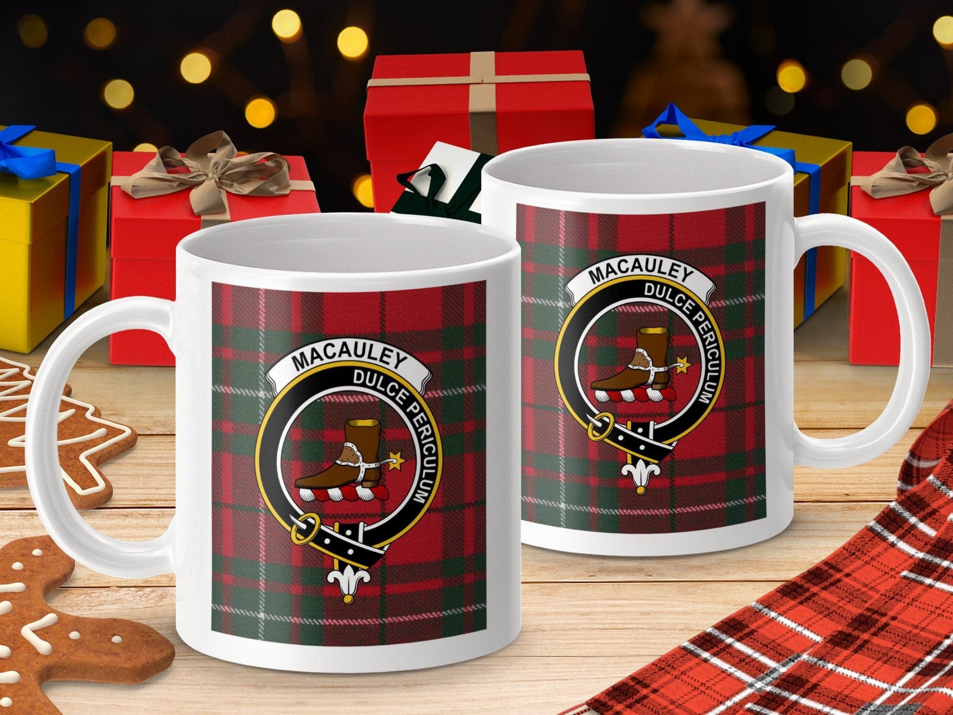 Physical Item Macauley Clan Scottish Tartan Crest Mug