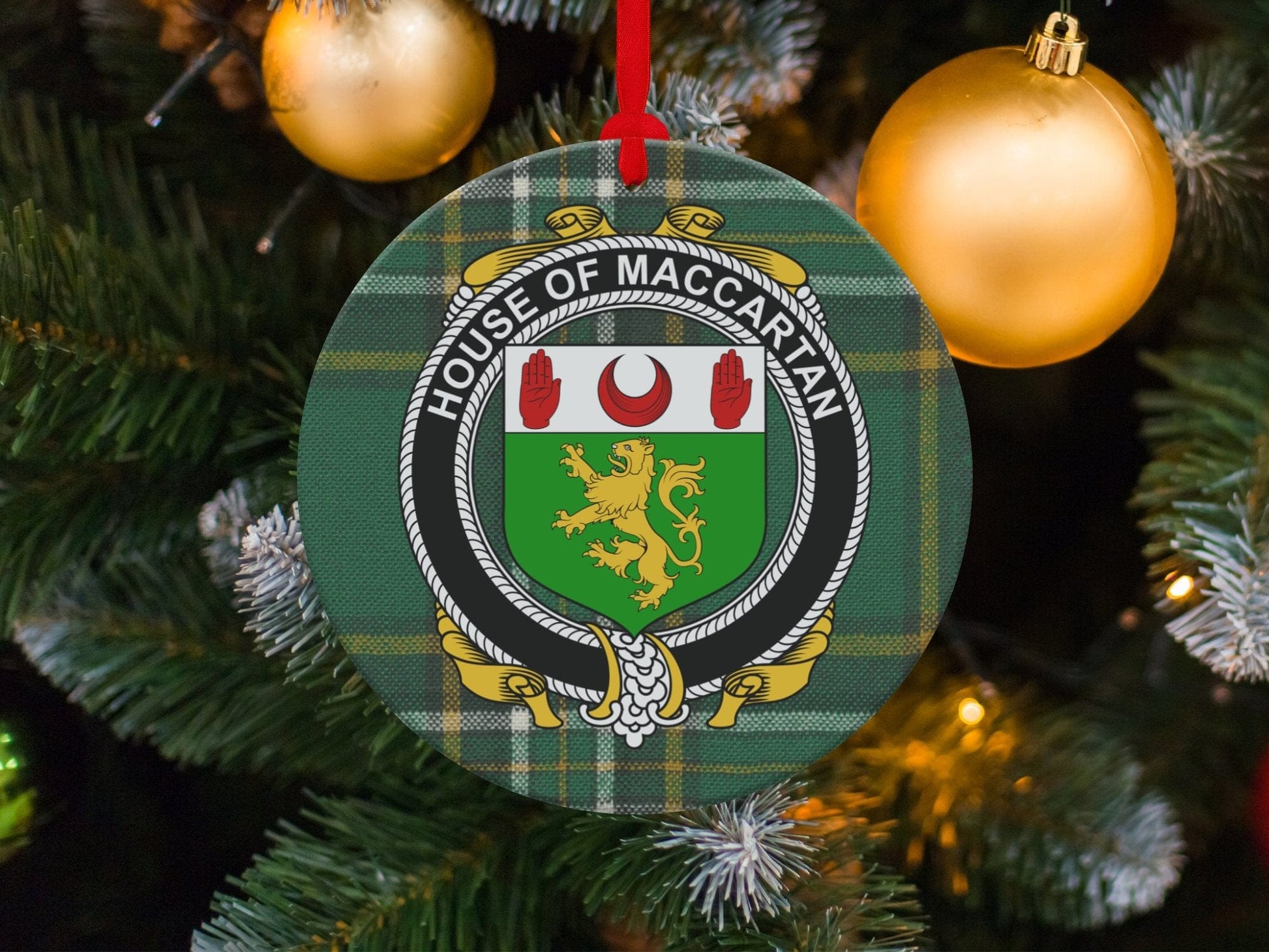 Physical Item Maccartan Crest Irish tartan Christmas ornament decoration Ornaments