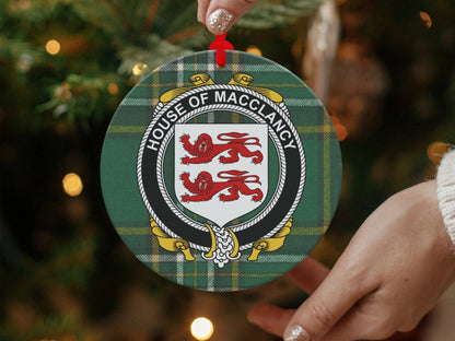 Physical Item MacClancy Crest Irish tartan Christmas Ornaments