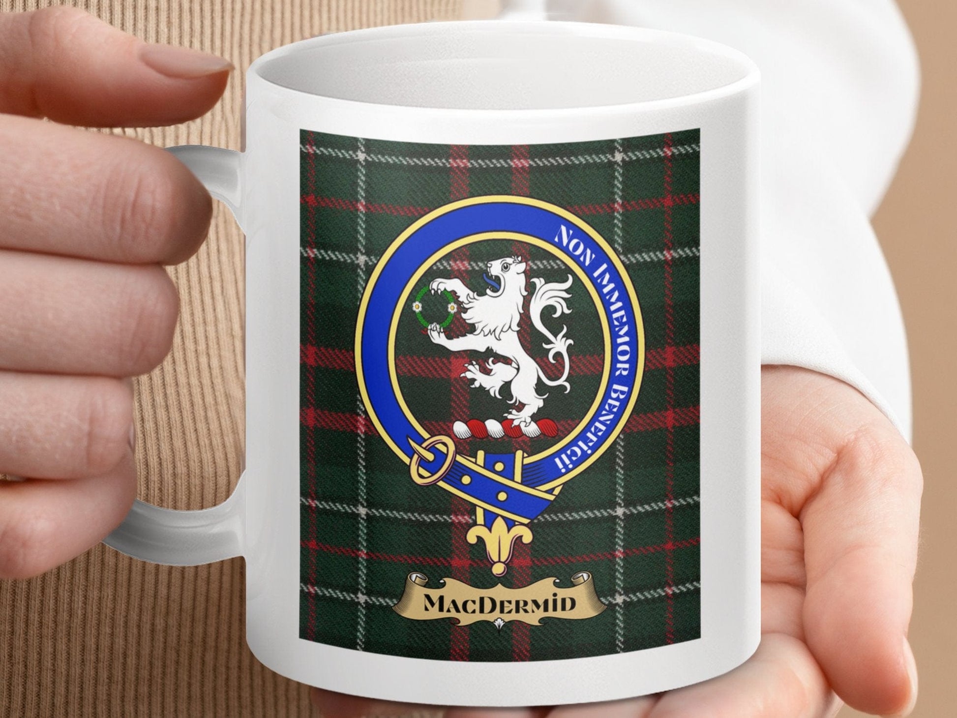 Physical Item Macdermid Clan Scottish Tartan Lion Crest Mug