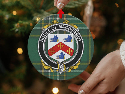 Physical Item Macdermot Coat of Arms Irish Tartan Christmas Ornaments