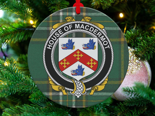 Physical Item Macdermot Coat of Arms Irish Tartan Christmas Ornaments