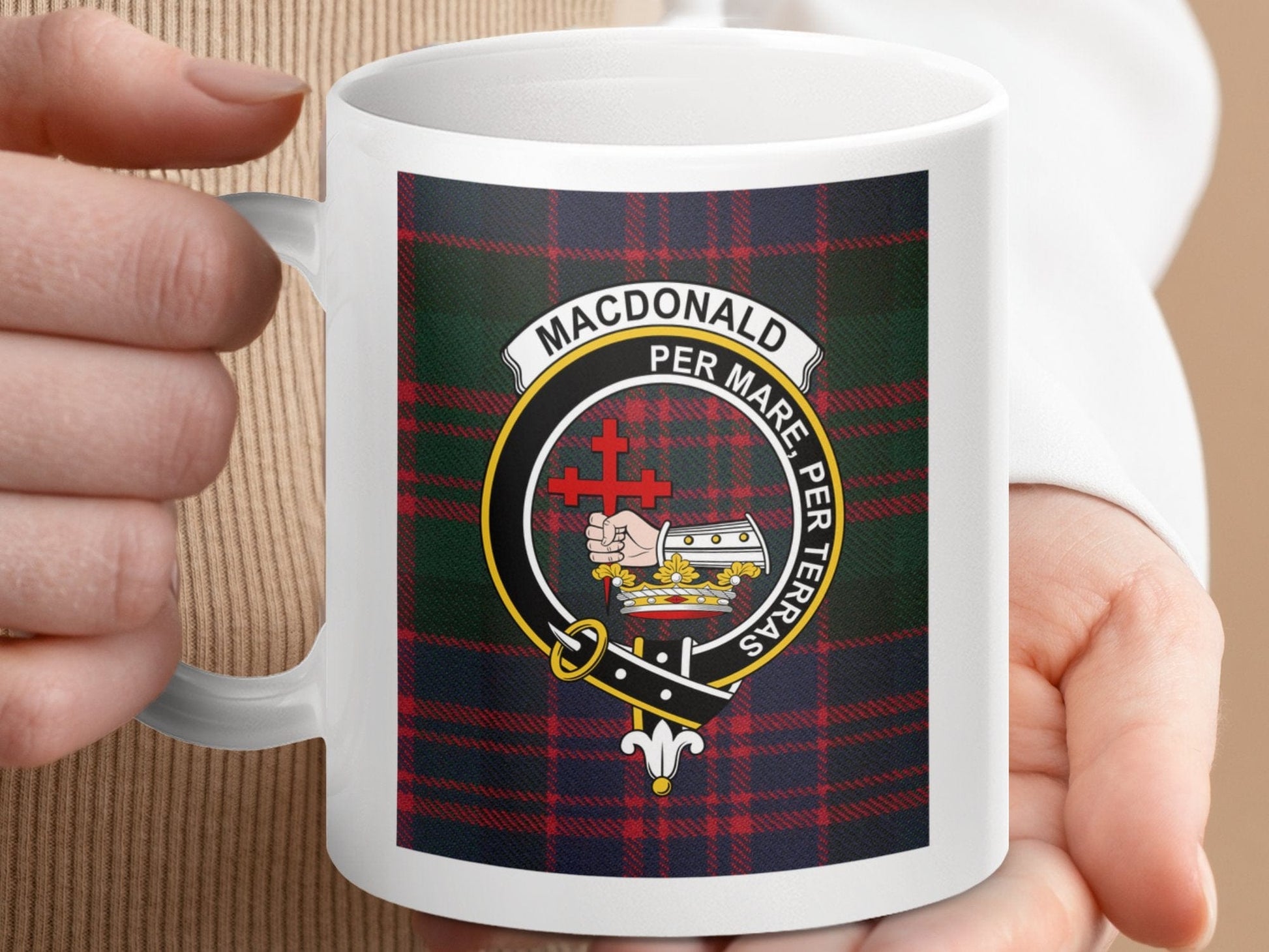 Physical Item Macdonald Clan Crest Per Mare Per Terras Tartan Mug