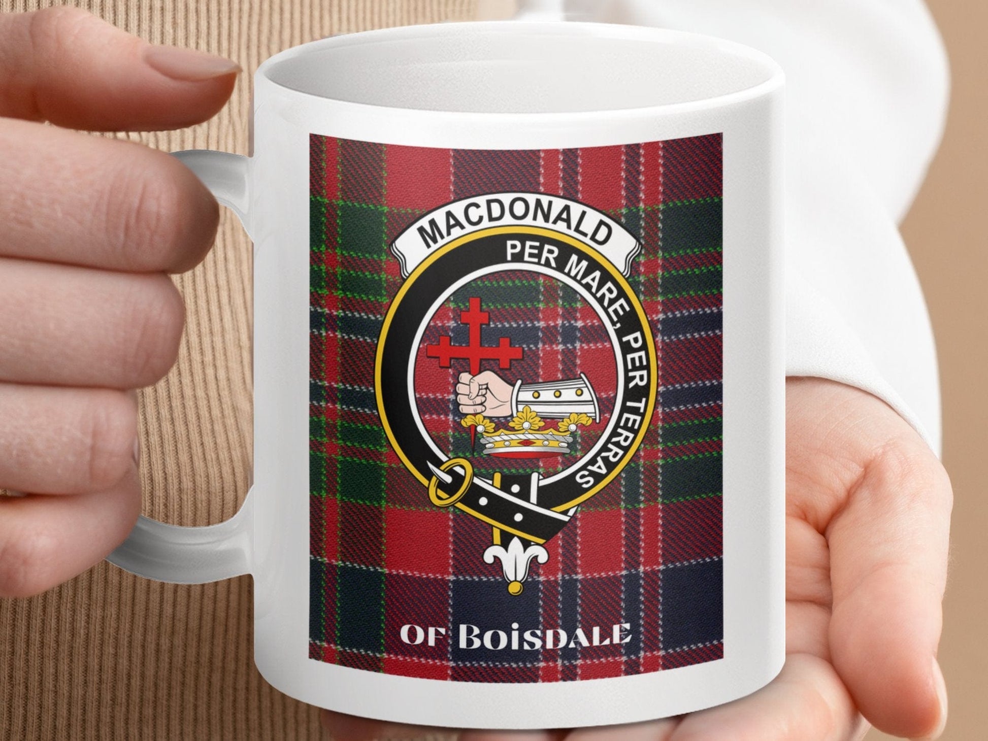 Physical Item Macdonald of Boisdale Scottish Clan Crest Tartan Mug