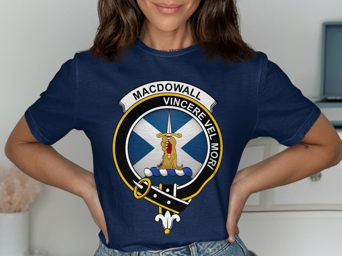 Physical Item Macdowall Scottish Clan Crest St Andrews Flag T-Shirt