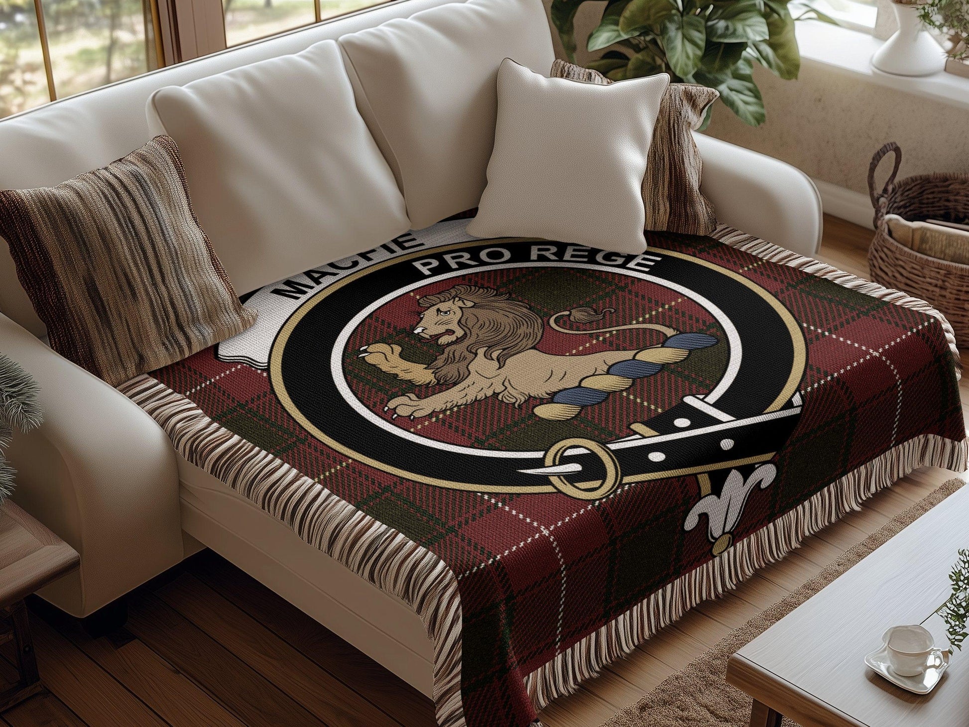 Physical Item Macfie Clan Crest Tartan Scottish Heritage Woven Blanket