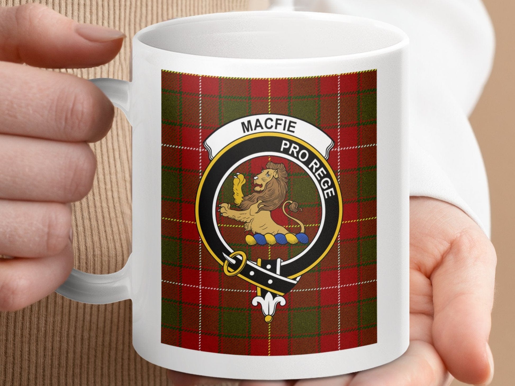 Physical Item Macfie Clan Scottish Tartan Crest mug