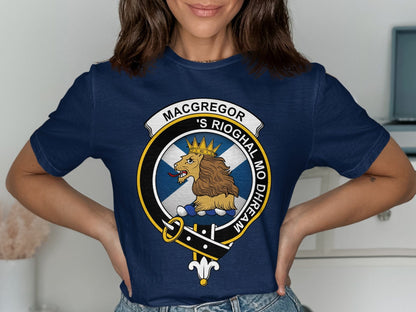 Physical Item MacGregor Clan Crest St Andrews Flag Background T-Shirt