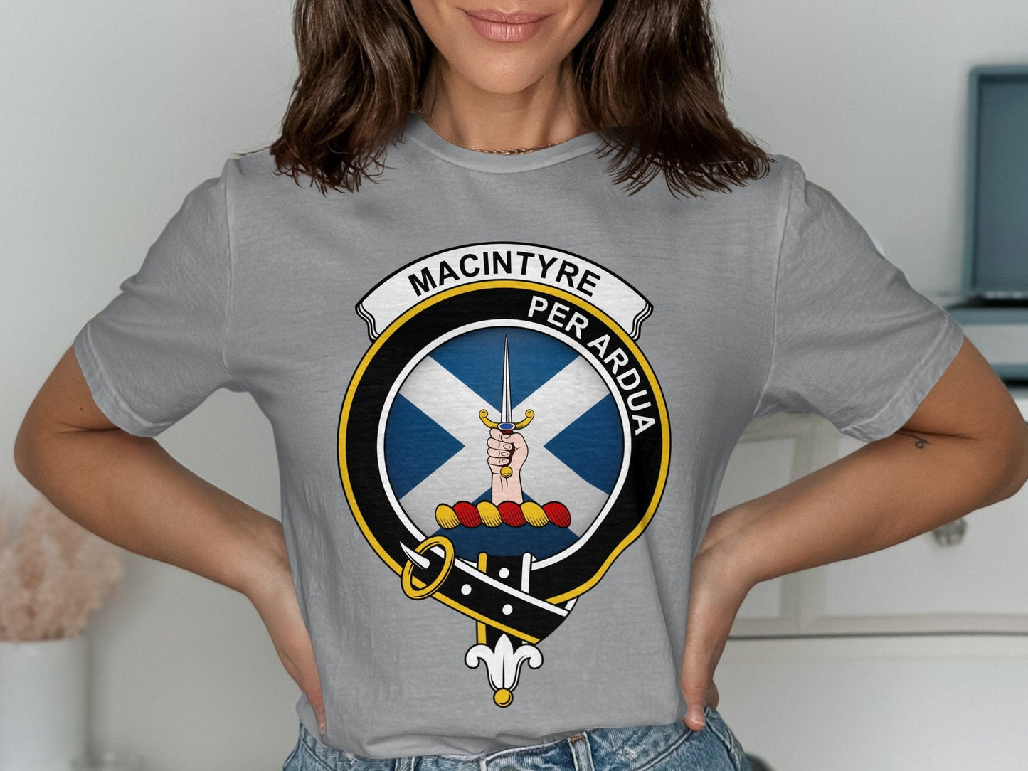 Physical Item MacIntyre Crest on St Andrews Flag T-Shirt