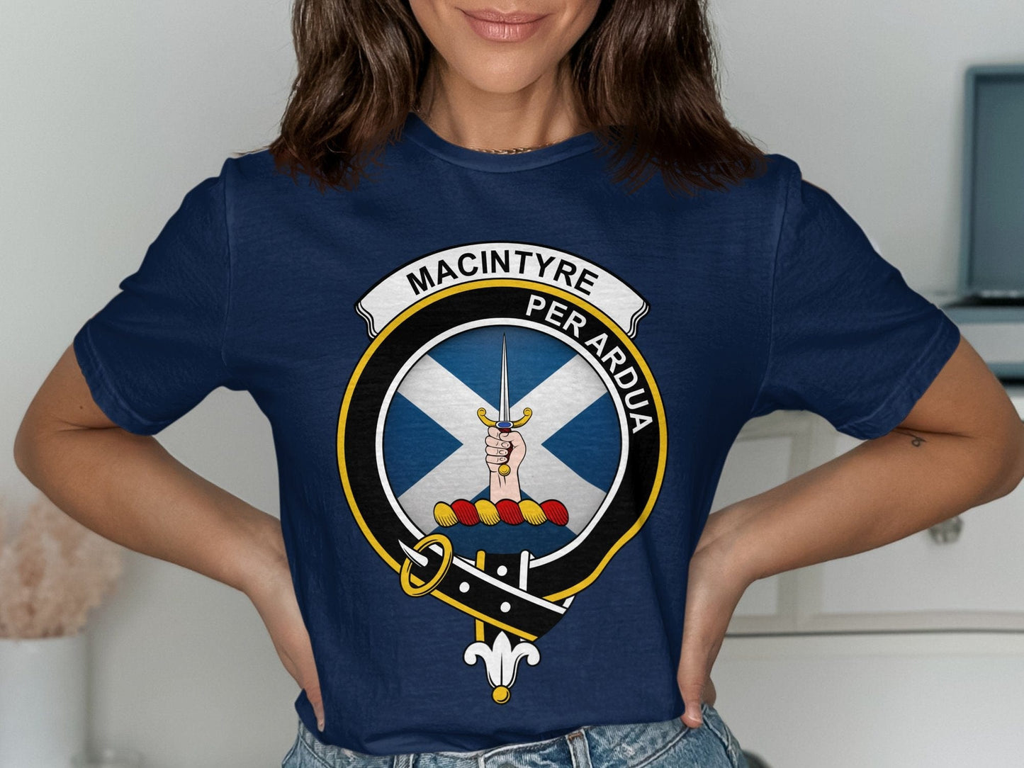 Physical Item MacIntyre Crest on St Andrews Flag T-Shirt