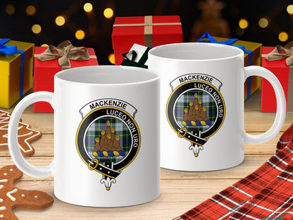 Physical Item Mackenzie Clan Crest Tartan Background Two Sided Mugs