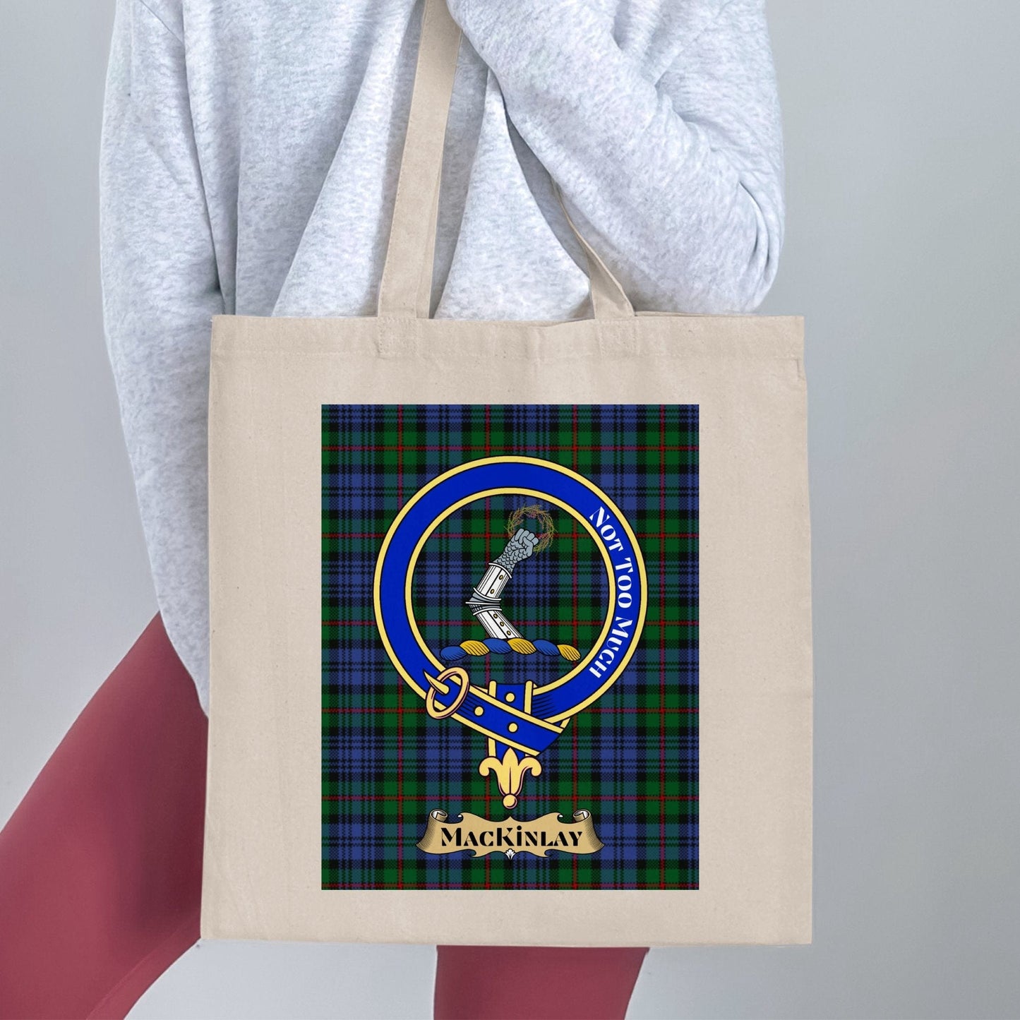 Physical Item Mackinlay Scottish Clan Crest Tartan Tote Bag