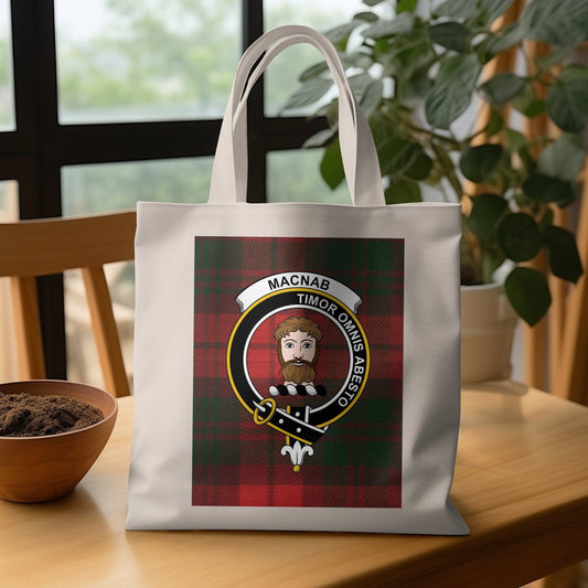 Physical Item Macnab Clan Crest With Tartan Background Tote Bag