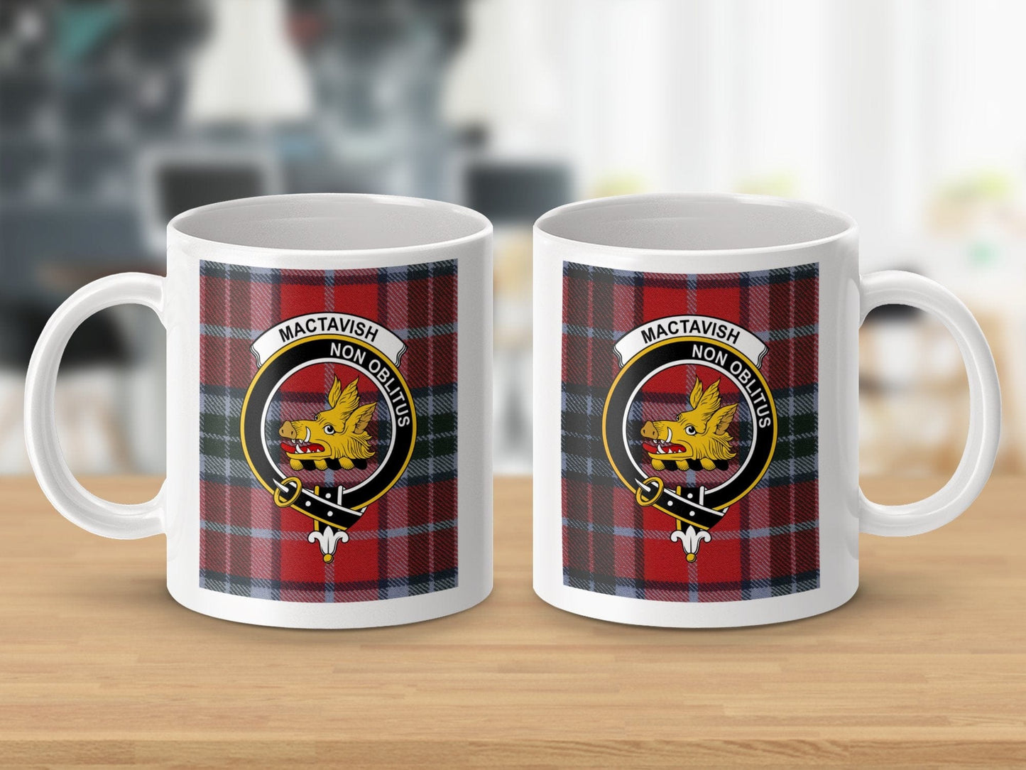 Physical Item Mactavish Clan Tartan Crest Non Oblitus Mugs