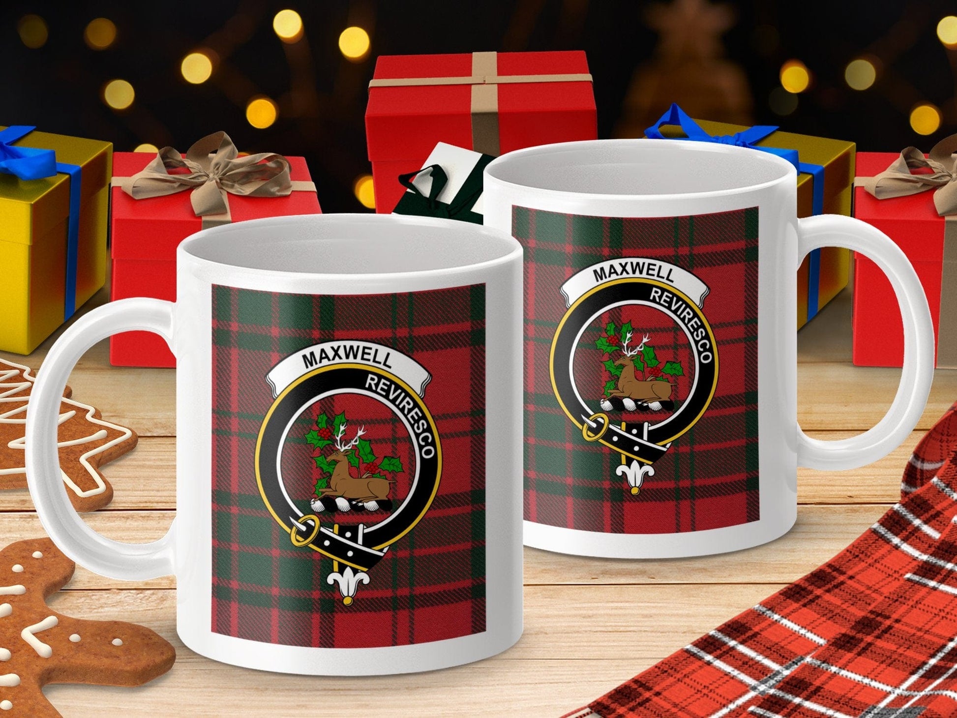 Physical Item Maxwell Clan Scottish Tartan Crest Mugs