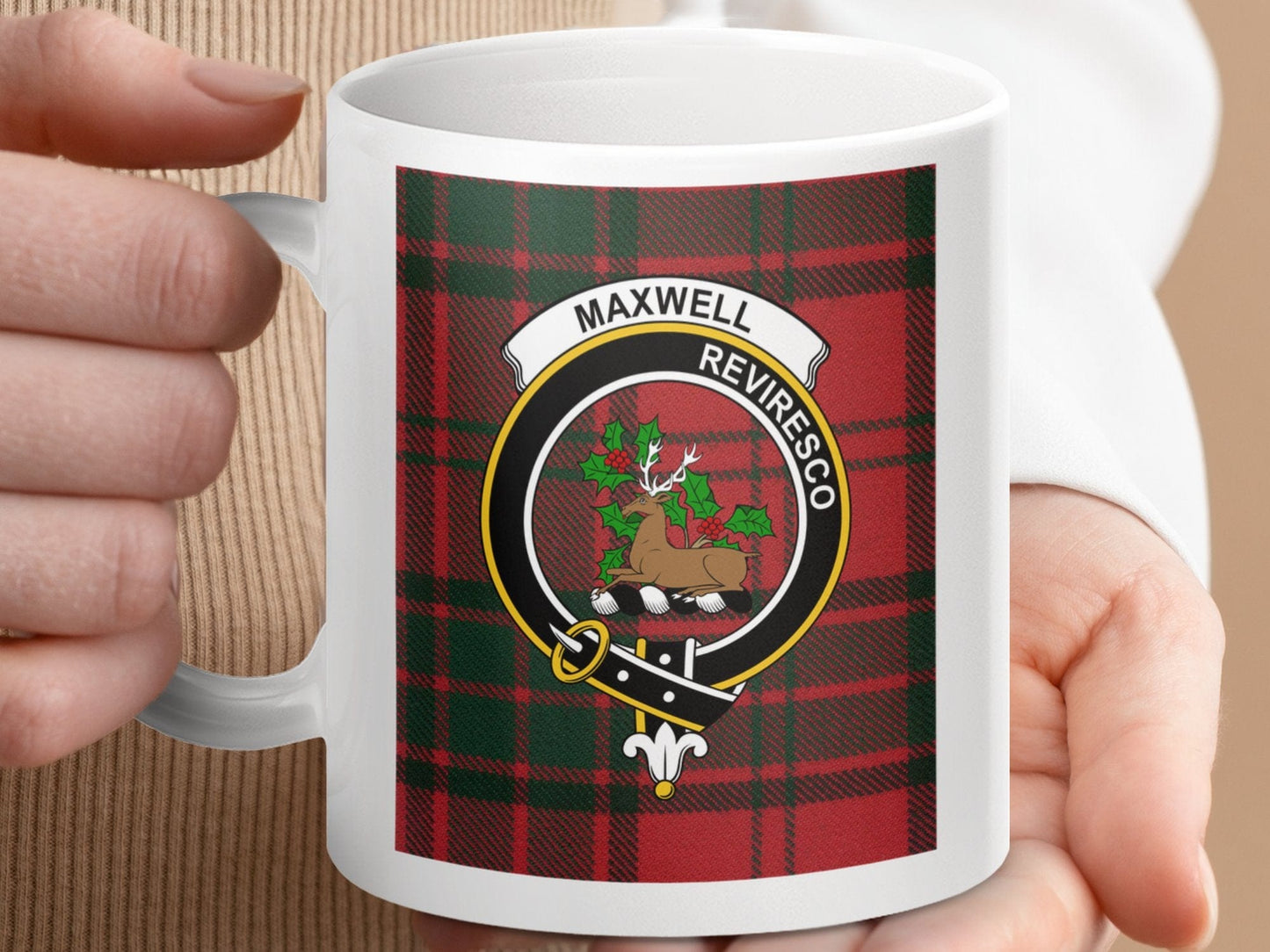 Physical Item Maxwell Clan Scottish Tartan Crest Mugs