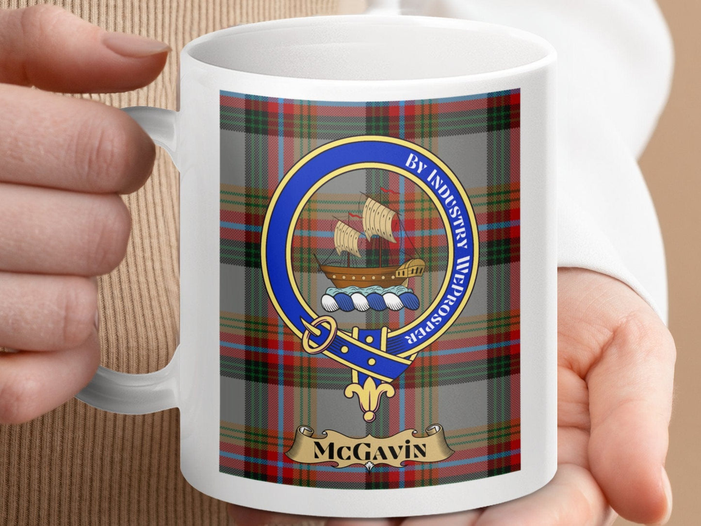 Physical Item McGavin Clan Scottish Tartan Crest Mug