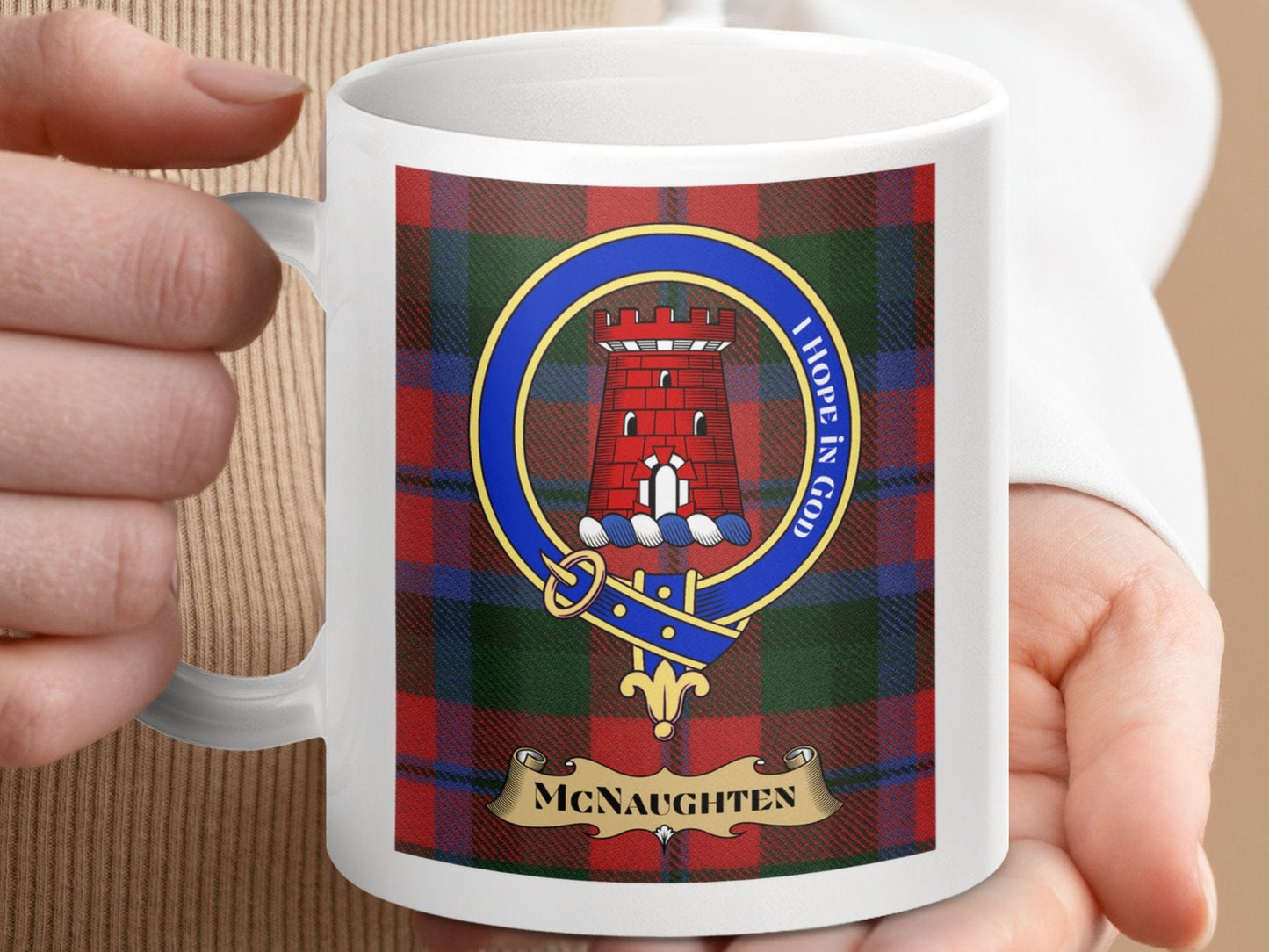 Physical Item McNaughten Clan I Hope in God Plaid Crest Mugs