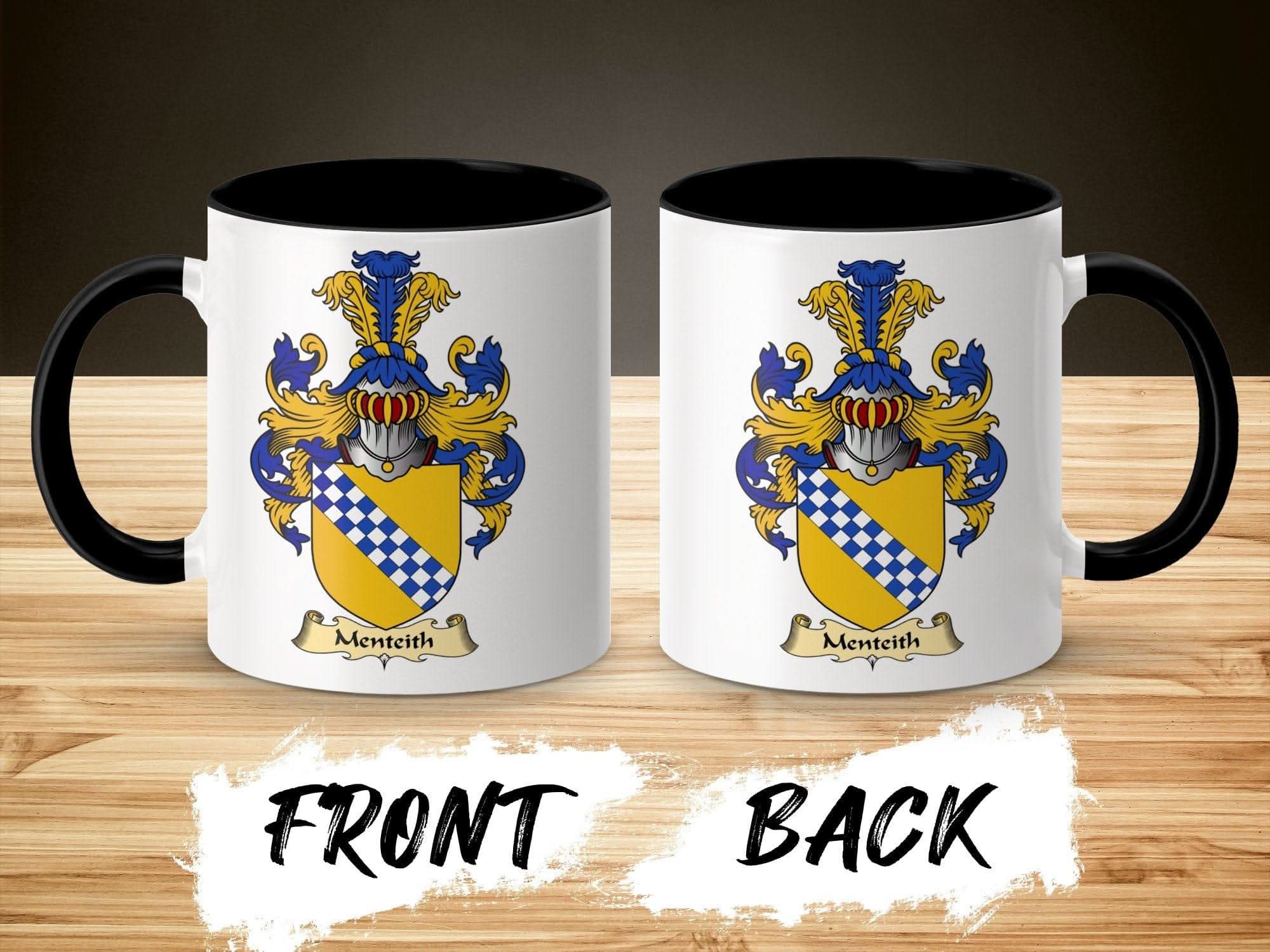 Menteith Clan Surname Coat of Arms Design Mug - Celtic Ancestry Gifts