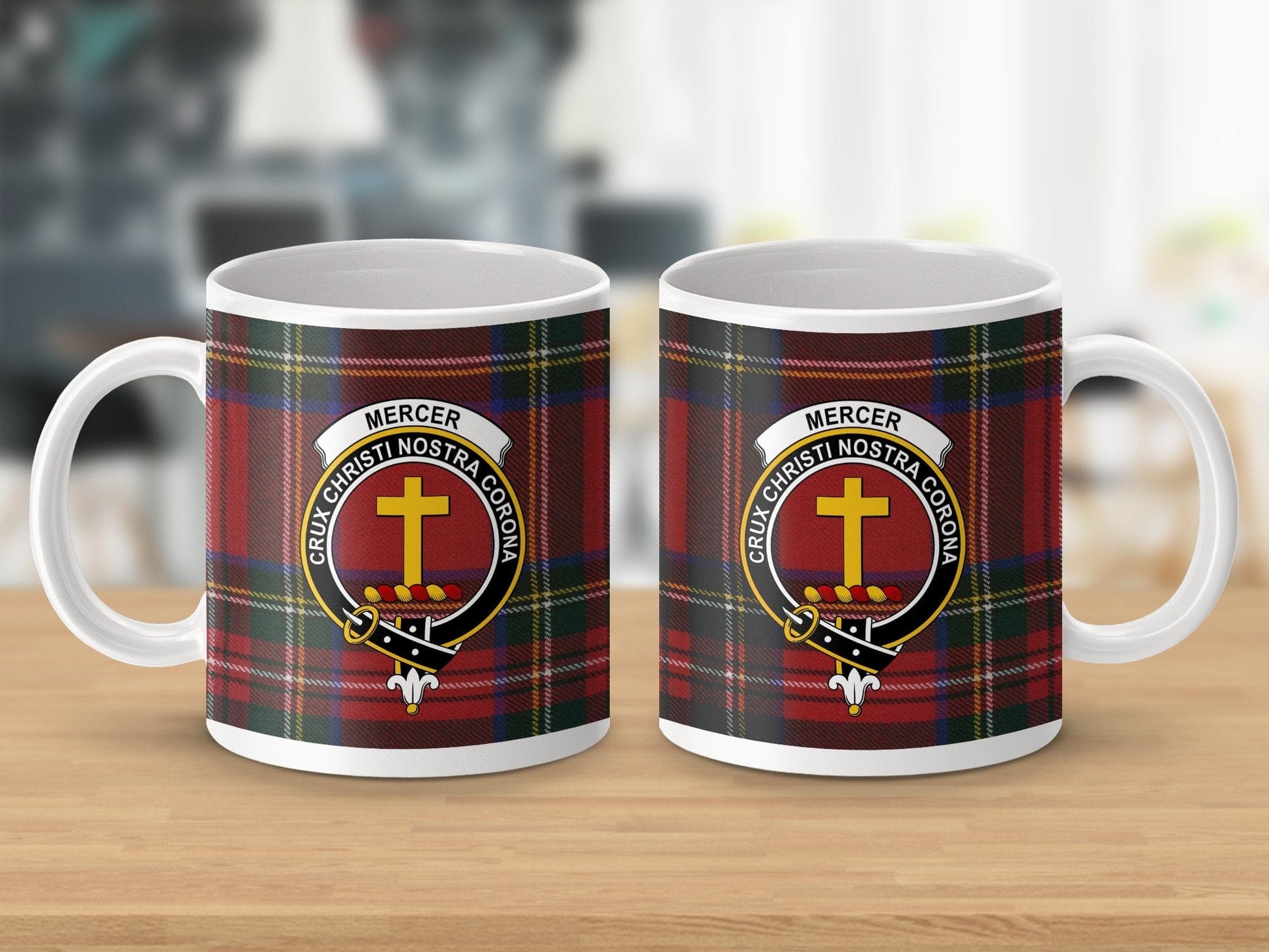 Physical Item Mercer Clan Crest Tartan Scottish Mug