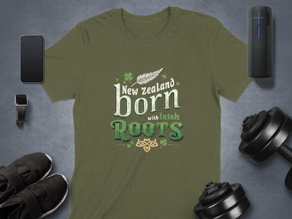 Physical Item Military Green / S New Zealand Born with Irish Roots Graphic T-Shirt