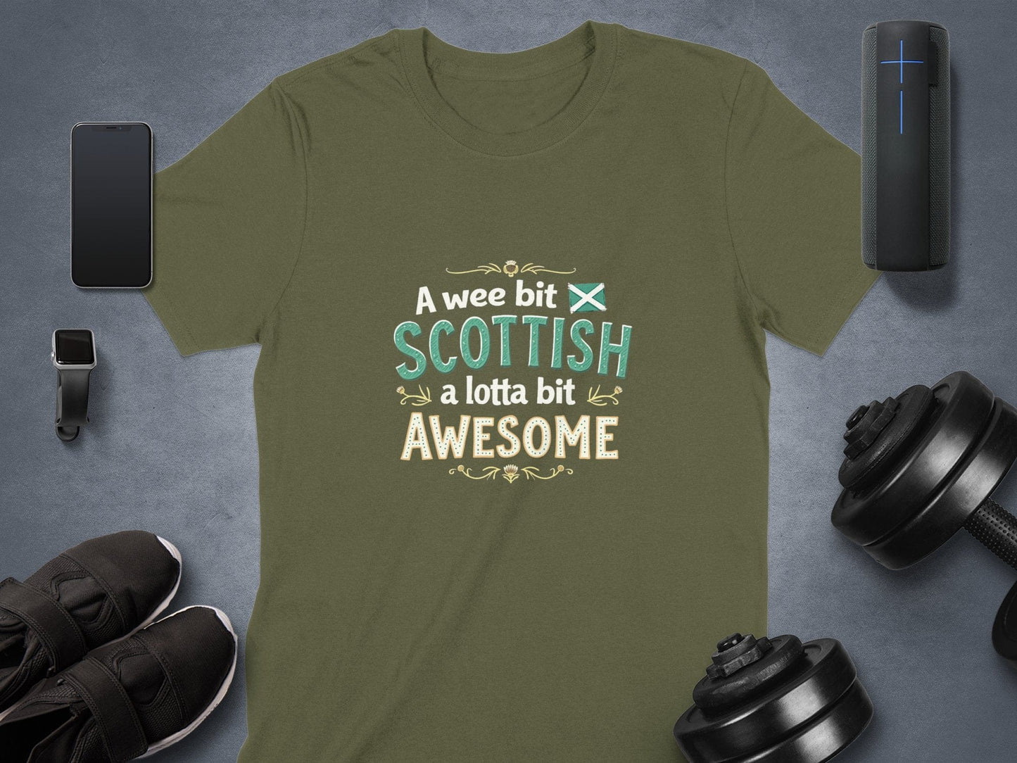 Physical Item Military Green / S Scottish And Awesome Design Funny Quote T-Shirt