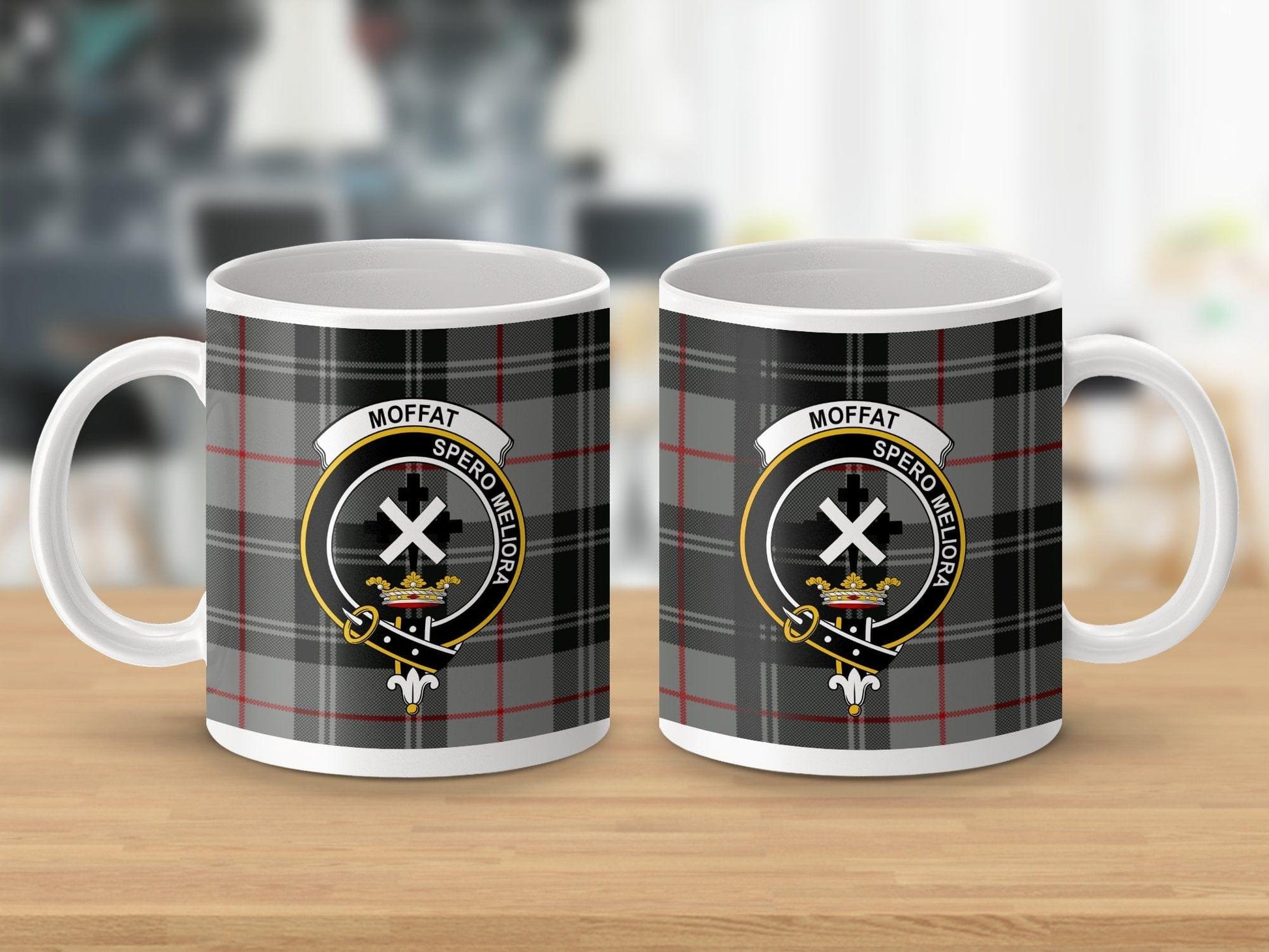 Moffat Clan Crest Tartan Scottish Mug - Celtic Ancestry Gifts