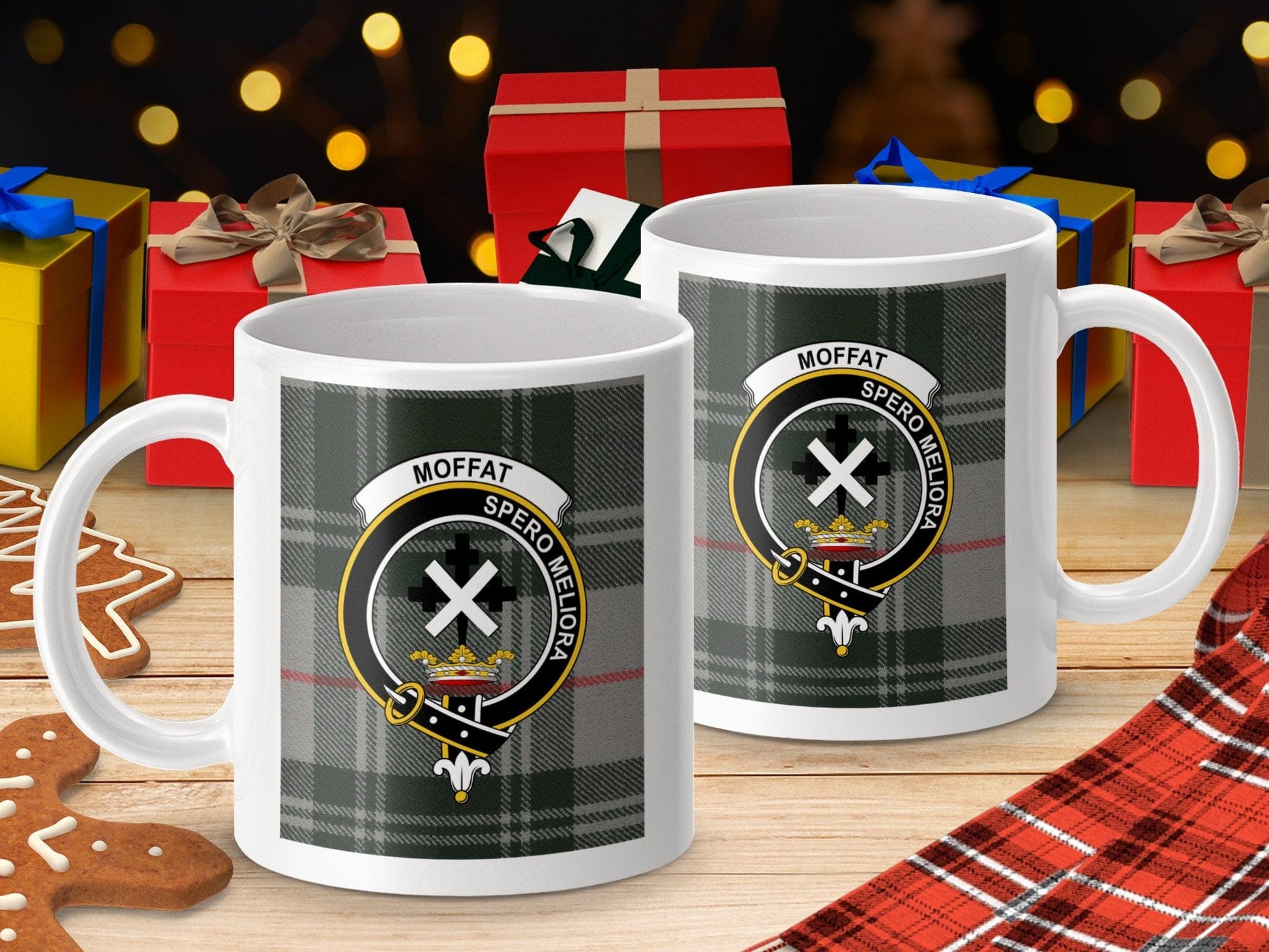 Physical Item Moffat Clan Scottish Tartan Crest Mugs