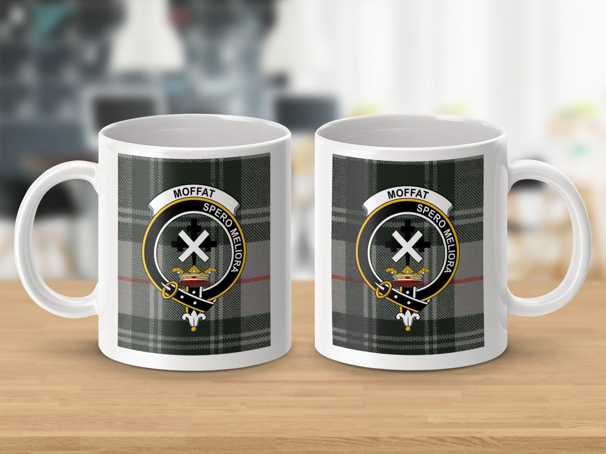 Physical Item Moffat Clan Scottish Tartan Crest Mugs