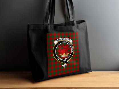 Physical Item Moncreiffe Clan Crest on Tartan Background Tote Bag