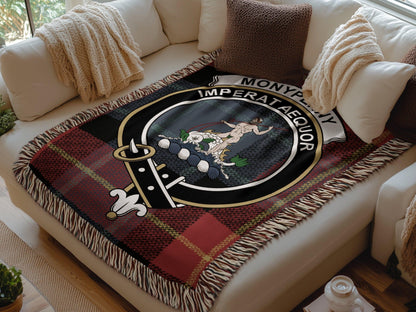 Physical Item Monypenny Clan Crest Tartan Scottish Woven Blanket