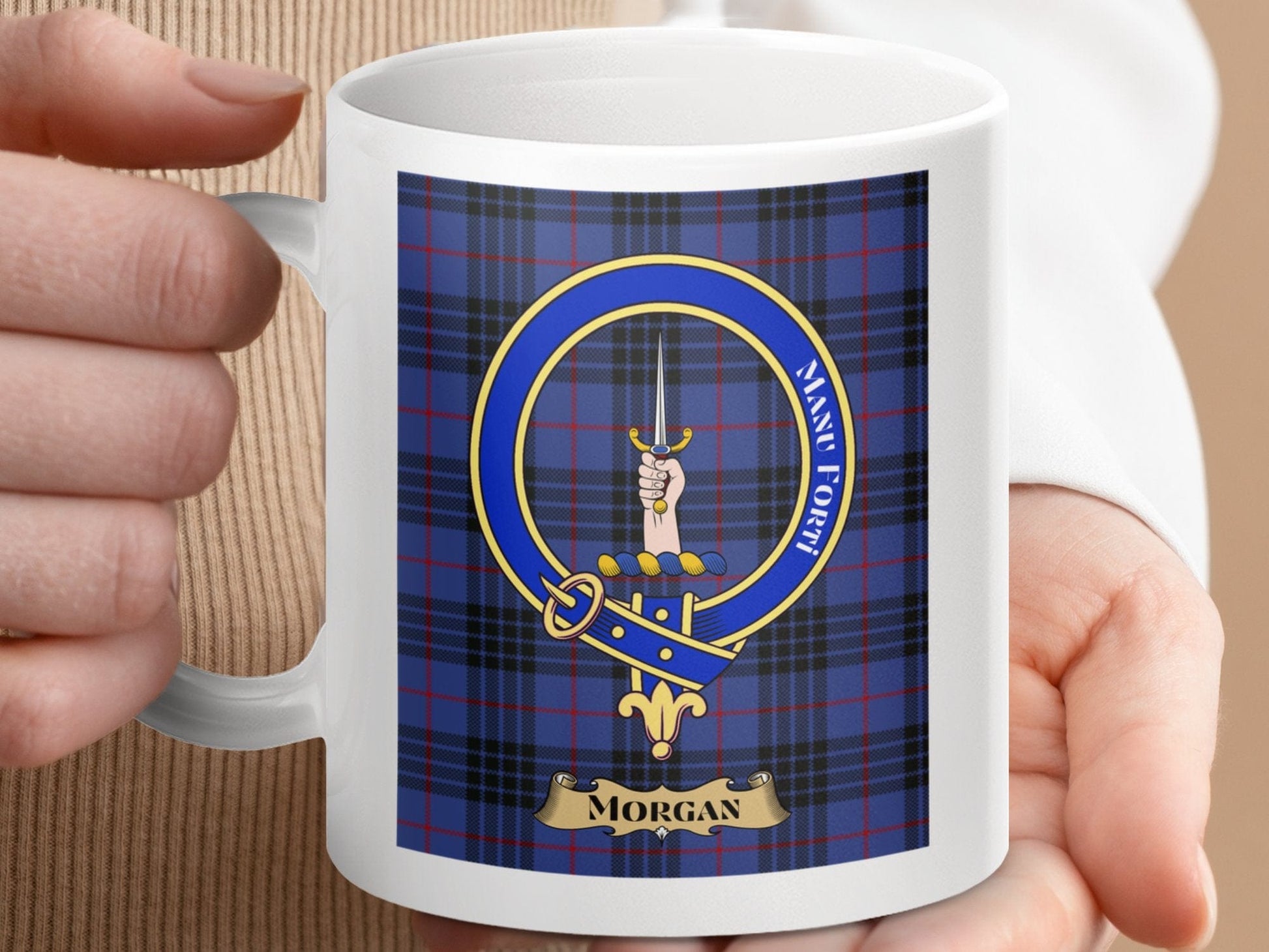 Physical Item Morgan Clan Scottish Tartan Crest Mug