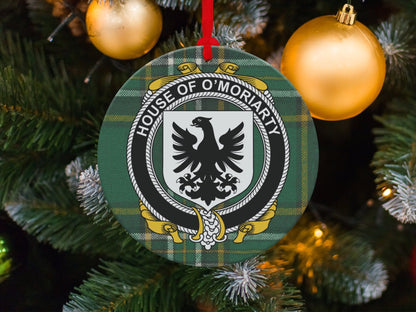 Physical Item Moriarty Crest Irish surname tartan christmas decoration Ornaments