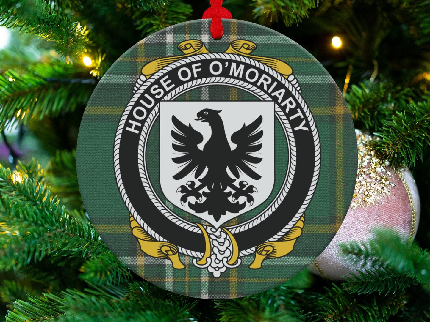 Physical Item Moriarty Crest Irish surname tartan christmas decoration Ornaments