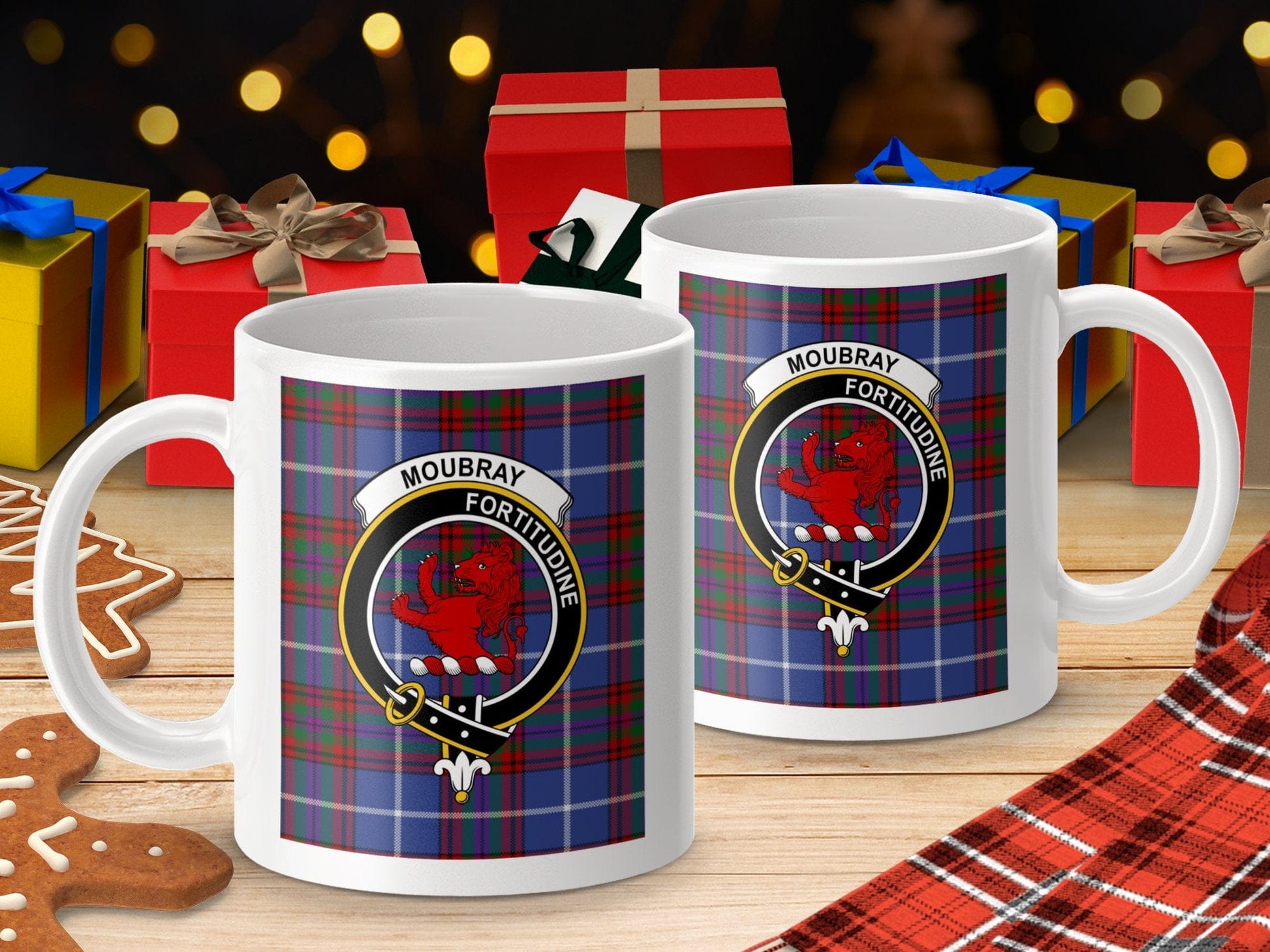 Physical Item Moubray Clan Scottish Tartan Crest Mugs