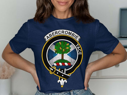 Physical Item Navy / S Abercrombie Clan Crest on St Andrews Flag Background T-Shirt