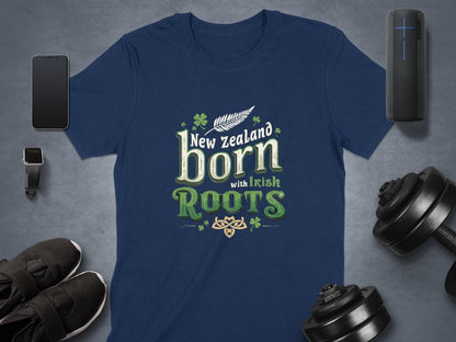 Physical Item Navy / S New Zealand Born with Irish Roots Graphic T-Shirt