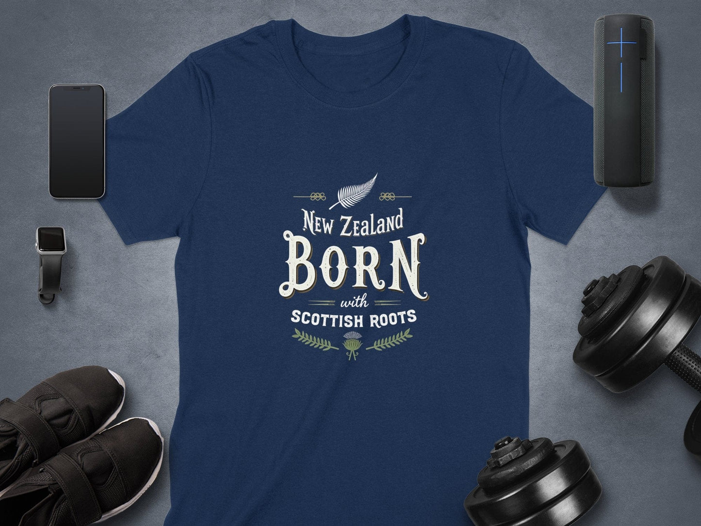 Physical Item Navy / S New Zealand Born with Scottish Roots T-Shirt