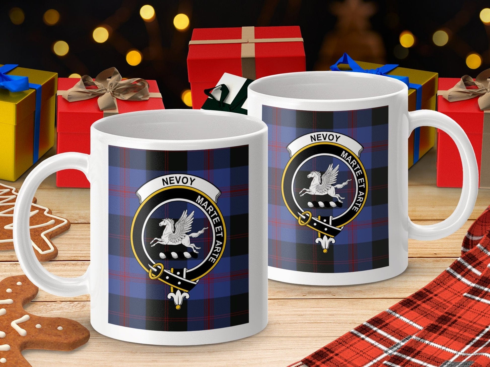 Physical Item Nevoy Clan Scottish Tartan Crest Mugs