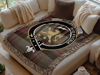 Physical Item Newton Clan Crest Tartan Scottish Woven Blanket