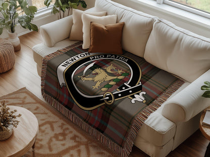 Physical Item Newton Clan Crest Tartan Scottish Woven Blanket