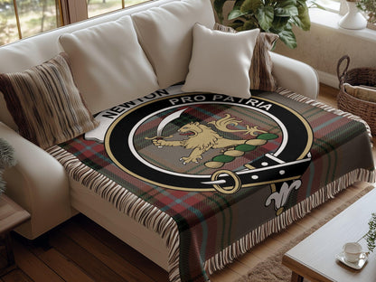 Physical Item Newton Clan Crest Tartan Scottish Woven Blanket