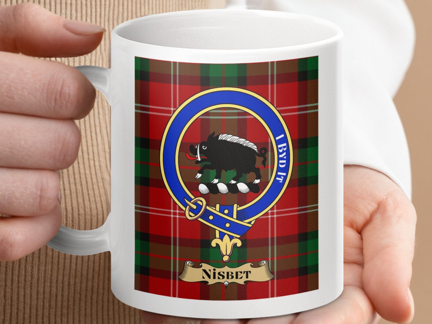 Physical Item Nisbet Clan Scottish Tartan Crest Mugs