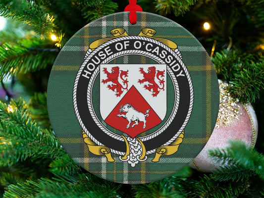 Physical Item O'Cassidy Crest Irish tartan Christmas Ornaments