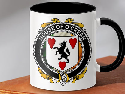 Physical Item O'Crean Surname Irish Crest Emblem Coffee Mug