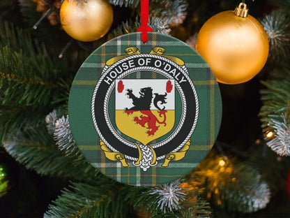 Physical Item O'Daly Crest Irish tartan Christmas Ornaments