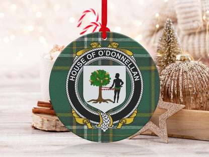 Physical Item O'Donnellan Crest Irish tartan Christmas Ornaments