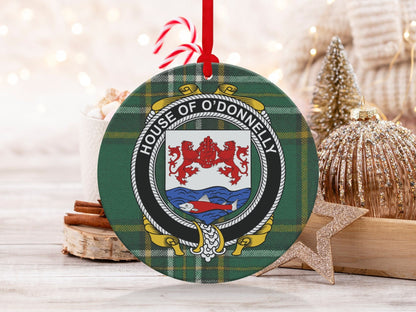 Physical Item O'Donnelly Crest Irish tartan Christmas Ornaments