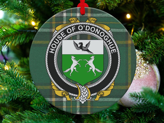 Physical Item O'Donoghue Crest Irish Tartan Christmas Ornaments