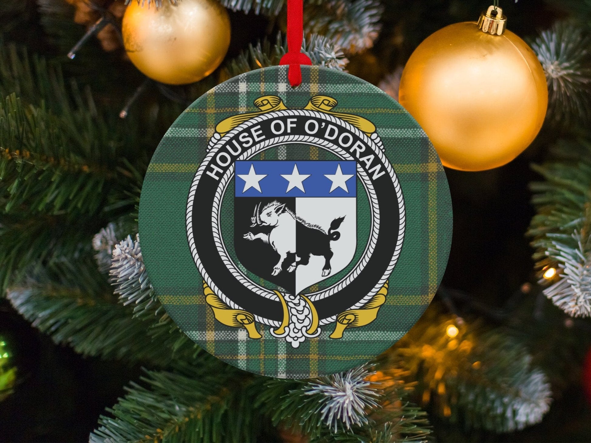 Physical Item O'Doran Crest Irish tartan Christmas ornament decoration Ornaments